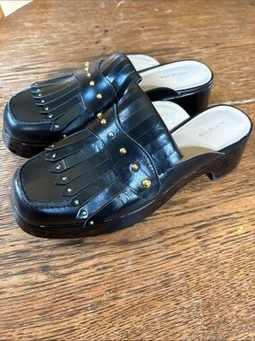 All Black Kiltie Stud Mules size 41 women’s 10.5